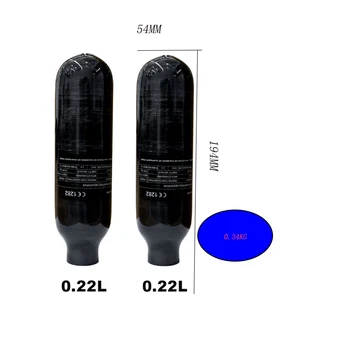 0.22 L 220cc 4500psi Oglekļa Šķiedras Gaisa Balonu Vītnes M18*1.5 niršanas cilindru