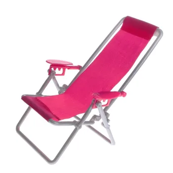 1:12 Mēroga Rose Red Beach Klāja Krēsla Modelis Namiņš Miniatūru Mēbeles Barbies Lelle, Rotaļlieta, Māju, Plastmasas, Auduma Piederumi
