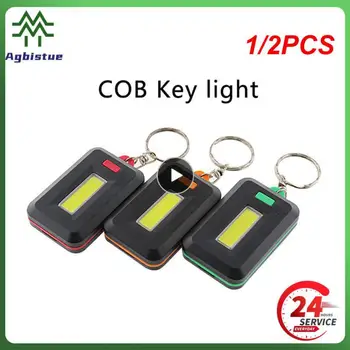 1/2GAB Portatīvie Mini COB LED Keychain Lukturīša Gaismas Lampa Ar Karabīne Par Tūrisma Pārgājieni Zvejas Drošību, Āra Rīki