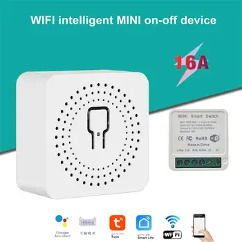 16.A Tuya WiFi Mini DIY Smart Switch 2 Veidu Kontroles Smart Home Automation Moduli Caur Alexa, Google Home Alise Smart Dzīves App