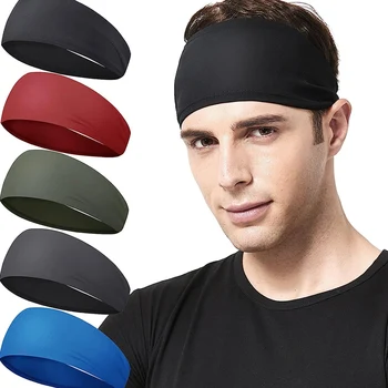 1GB Unisex Elastīgās Drošības Galvu Tenisa Jogas Sporta Absorbējošu Sweatband Ātri Sausas Hairband vienkrāsainu Sporta Matu Aksesuāri