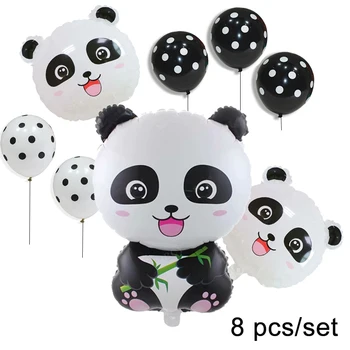 1Set 30 Collu Black Numuru Karikatūra Panda Folija Baloni, Bērnu Dzimšanas dienas svinības Apdare Dzīvnieku Panda Ballons Golbos Zēns Rotaļlietas Bumbu