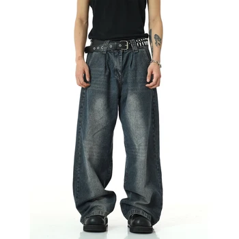 2023 Modes Džinsa Bikses Vīriešu High Street Plaša Kāju Bikses Streetwear Amerikāņu Stilā Mīksti Džinsi Gadījuma Bikses Vīriešiem Vīriešu D100