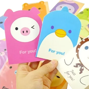 20pcs/daudz Korejas Cute Dzīvnieku Papīra Karte, Apsveikuma kartiņu, Ielūgumu Ar Dāvanām Ziņu Kawaii Karti Puse Kancelejas Piederumi
