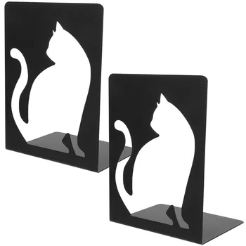 2gab Metāla Grāmata Beidzas Non-skid Kaķis Dizaina Metāla Bookend Grāmatu Aizbāzni Mājas