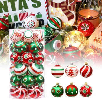 30PCS/Set Ziemassvētku Priede, Ornaments, 6cm Ziemassvētku Eglīte Piekārtiem Bumbu Kulons Sarkanā Zaļā Zelta Bumbu Rotājumi, Jaunā Gada Rotājumi