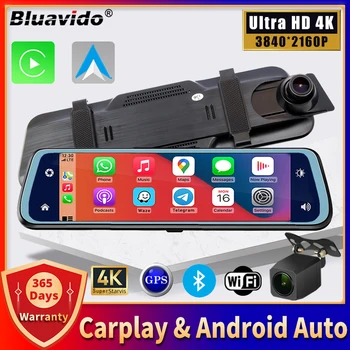 4K UHD 2160P Carplay Android Auto Dash Cam Plūsmu Atpakaļskata Spogulī, GPS Navi 5G wi-fi Auto DVR videokameru, Diktofonu, FM Raidītājs