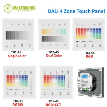 4Zone Sienas Uzstādīts Touch Panelis 1-5Color DALI Reostats Slēdzis Powered DALI Autobusu vai 24VDC Vienu Krāsu RGB RGBW RGB+PKT LED Gaismas,