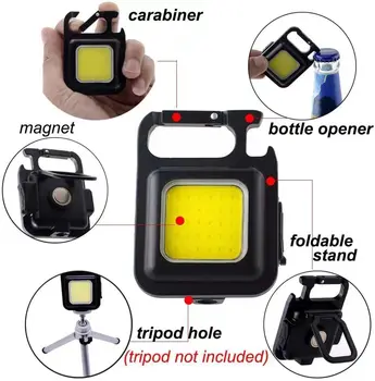 500mAh Daudzfunkcionāls Mini Saules COB Keychain Gaismas USB Uzlādes Avārijas Lampas Spēcīgu Magnētisko Darba Āra Kempings Gaismas