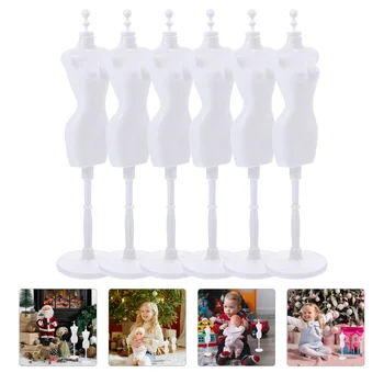 6 Gab. Oficiālās Kleitu Uz Manekena Pakaramais Apģērbu Displejs Svārki Miniatūras Ornaments Baltā Modelis Māja Piegādes Meitene