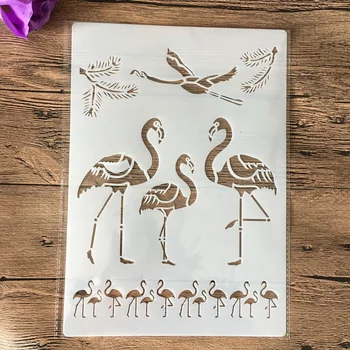 A4 Flamingo DIY Trafareti, Sienu Krāsošana Albums Krāsošana ar Spiešanu Albumu Dekoratīvās Papīra kartītes Veidnes,sienu 29 * 21cm