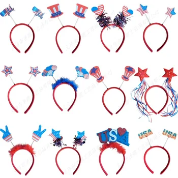 Amerikāņu Karogu Galvu Neatkarības Diena Bash Partijas Apdare Headbuckle Atpūta Parādīt Pentagramma Bārkstis Matu Aksesuāri