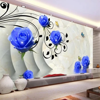 beibehang papel de parede 3d Pielāgotu fona zilas rozes sienu gleznojumi, Dzīvojamā istaba papel de parede infan veselības 3d tapetes