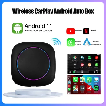 Bezvadu Apple CarPlay Bezvadu Android Auto Adapteris Lodziņā Atbalsta Netflix/YouTube/Android 11 Sistēmas 8-core HCT05 Eirāzijas versija