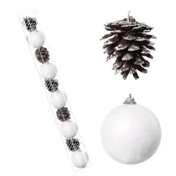 Diezgan Eglīšu Rotājumi Ziemassvētku Balle Rotājumi Shatterproof Atkārtoti Ziemassvētku Balto Putu Bumbu Čiekurs Ornaments