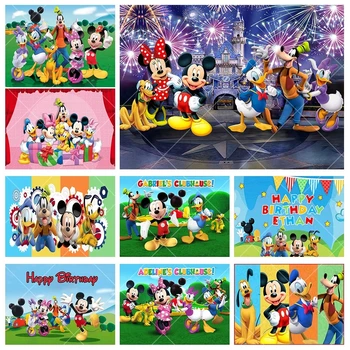 Disney Mickey Mouse Mickey Minnie Bērnu Happy Birthday Pielāgotus Foto Fona Dekors Fona Baby Vannas Banner