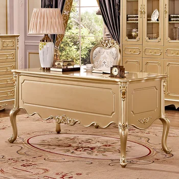 Eiropas stila galds, šampanietis zelta datora galda, franču studiju mēbeles komplekts kombinācija