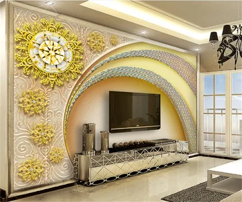 Eiropas un Amerikas stila dimanta durvju zelta ziedu luksusa dzīvojamās istabas, guļamistabas sienas uzlīmes, custom hotel instrumenti tapešu