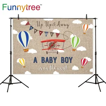 Funnytree photocall fona karstā gaisa balona, Planiera, Zēns, Bērnu dušas, dzimšanas dienas dekoru puse, Foto, Studijas foto photozone