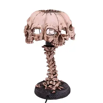 Galvaskausa skelets Gaismas Gothic 4 Galvas Lampas Pieres Nakts Gaisma Sveķu Šausmu Lampas Apdare Spooky Halloween Dekoratīvie Gaismas 3D