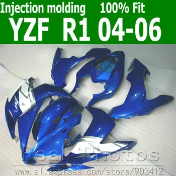 Injekcijas molding par YAMAHA R1 aptecētājs komplekts 2004 2005 2006 zila balta pārsegi uzstādīt 04 05 06 YZF R1 AS7