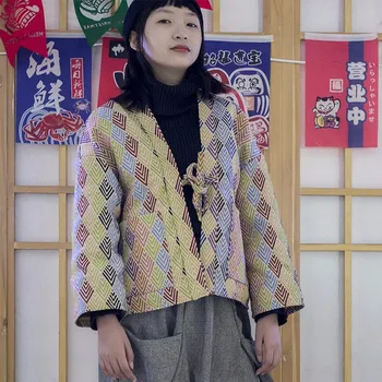Japānas tradicionālo Pavasara Rudens Haori Hanten Jaka Sievietēm Vintage Jaka Plānas Kimono Āzijas Tautas Harajuku Samurai Mētelis