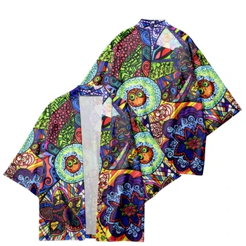 Japāņu Kimono Vīriešiem/Sievietēm Harajuku Paisley Modelis Tradicionālo Īsām Piedurknēm Pludmales Krekls Vasaras Peldmētelis Kimono Mujer