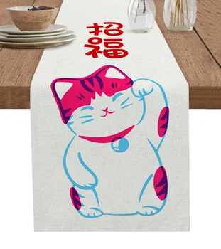 Japāņu Stila Kaķi Galda Runner Apdare, Mājas Dekoru Vakariņu Galda Dekorēšana Galda Dekori