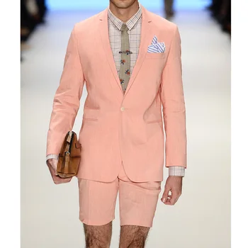 Jauno Modes Vīriešu Uzvalku Vasaras Iecirtums Atloks Plānas Linu Žakete Gadījuma Kāzu Pludmales Apģērbs Atbilstu Slim Fit Vīriešu Šorti Komplekts 2 Gabals, kas