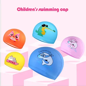 Karikatūra Peldēšanas Cepure Bērnu Baseins Cepuri Ūdensizturīgs Ausu Aizsardzības Zēnu un Meiteņu Peldēšanas Cepure peldēt