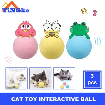 Kaķis Rotaļlietas Interaktīvas Bumbu Smart Touch Skan Rotaļlietas Interaktīvas Bumbu Catnip Mācību Pīkstošs Rotaļlietas, lai Kaķiem Kaķēns Pet Piegādēm
