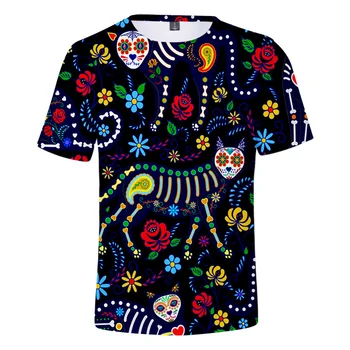 Klasiskās Dienai Mirusi, 3D Druka T Kreklu apdruka Vīriešu Sieviešu Vasaras Īsām Piedurknēm Smieklīgi T-krekls Grafikas Tees Meksika Brīvdienu Cosplay Kostīms