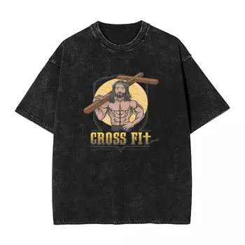Kristiešu Mazgāt T-Krekls Vīriešiem Jēzus CrossFit Y2K Smieklīgi Kokvilnas T Krekli Vasaras O-veida Kakla Harajuku Tee Krekls Drukas Oversize Apģērbi