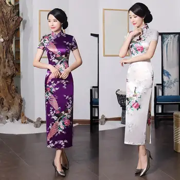 Krāšņs Sievietēm, Cheongsam Ķīniešu stilā Krāsains Dāma Cheongsam Zīdaini Augu Lady Kleita