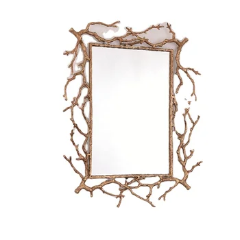 Kvadrātveida Zelta Sienas Spogulis ,Dekoratīvais Make Up Spogulis ,Pilna Ķermeņa Antikvariāts, Vannas Istaba Holivudas Stikla Aplauzums Spogulis
