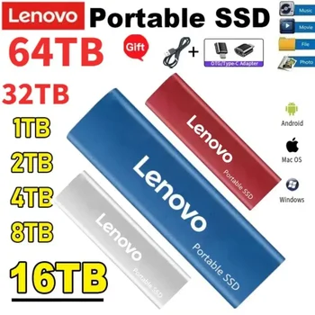 Lenovo Ārējo Cieto Disku 64TB 16TB High-Speed SSD disks 8TB 4TB 2TB 1TB Pārnēsājamo Ārējo SSD Cietā Diska Cietvielu Disks Cietais Disks
