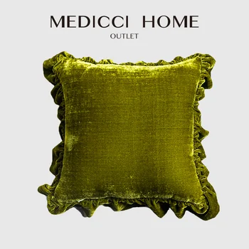 Medicci Mājas Ruffles Spilvens Segums Tīru Krāsu Retro Smaragda Dīvāns Dīvāns Guļamistabā, Viesistabā, Dekoratīvās Mest Spilvendrāna