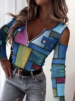 Modes Sieviešu Džemperi 2023 Ziemas Jauno Cieto Rāvējslēdzējs Dizains V-Veida Kakla Panelī Pie Pleca Adīt Džemperis Top Temperaments Braukā