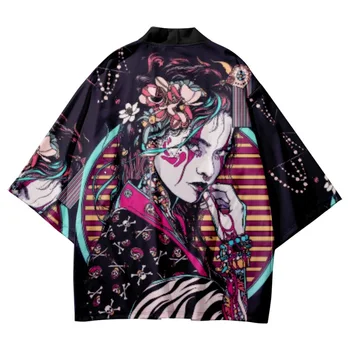 Modes Streetwear Meitene Drukāt Haori Vīriešu Un Sieviešu Jaciņa Beach Yukata Āzijas Apģērbu Japāņu Cosplay Kimono Oversize