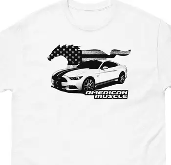 Mustang GT T-Krekls - Amerikāņu Karogu, Logotipu, pamatojoties uz 2015-2023 Mustang