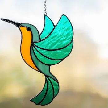 Ornaments Kulons Kolibri Apdares Akrila Vēja Karājas Logu Chimes Saule Stikla Vitrāžas Amatniecība Dārza Ķērējs Dekori