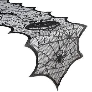 Ourwarm Spider Ķirbju Bat Halloween Galda Banner Mežģīnes Web Šausmu Mājā Mājās Galda Runner Aksesuārus Puse Dekori