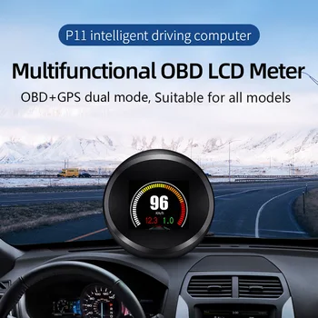 P11 HUD Head Up Displejs Auto Spidometrs OBD + GPS Dual Sistēmas Ātrums, Ūdens Temperatūra, Degvielas Patēriņš-Valdes Auto LCD Platums