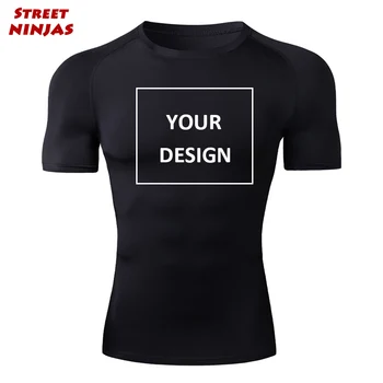 Pasūtījuma Logo Drukāt Rakstu Kompresijas Kreklus Vīriešiem ar Īsām Piedurknēm Sporta Treniņu Undershirts Baselayer Sporta T-Krekls, t-veida Topi