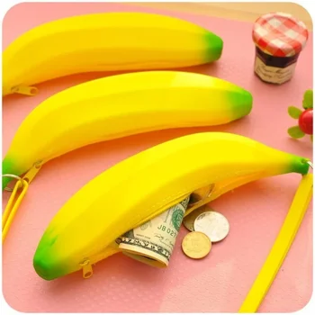 Radošā Rāvējslēdzēju Cute Mini Silikona Monēta Maku korejas Studente, Banānu Maku ar Monēta Maku Maku