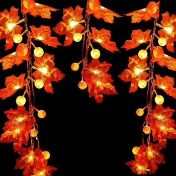 Rudenī Apdare, LED Maple Leaf Ķirbju Stīgu Gaismas Rudens Dekori Pateicības Iekštelpu Āra Halloween Brīvdienu Grupa Krājumi