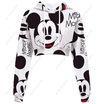 Sieviešu Kapuci Kultūraugu Top Korsešu sporta Krekls Disney Minnie Mickey Mouse Drukāt Sievietēm, Hoodies Sexy Jaunu Rudens Modes Sieviešu Drēbes