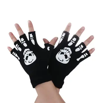 Skelets Ārā Galvaskausa Vīrietis Bez Slīdēšanas Halloween Gaismas Pirkstaiņi Pilnu Pirkstu Cimdi Modes Aksesuāri Pusi-pirkstu Cimdi