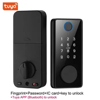 Smart Deadbolt Slēdzenes Tuya Bluetooth App Biometrisko pirkstu Nospiedumu Paroli, Keyless Ieceļošanas Priekšējo Durvju slēdzenes