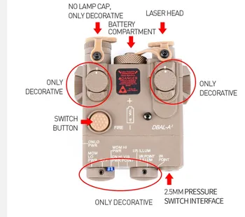 Taktiskā Airsofr DBAL-A2 Red Dot Sight, kuru Mērķis Indikators Tikai Lāzera Nav Gaismas, Nav ir DBAL Fit 20mm Picatinny Rail Medību Lāzera